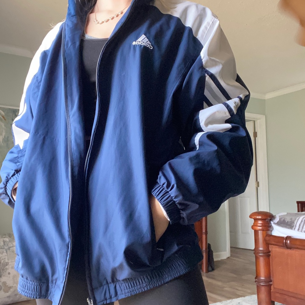 Navy Blue Adidas windbreaker jacket